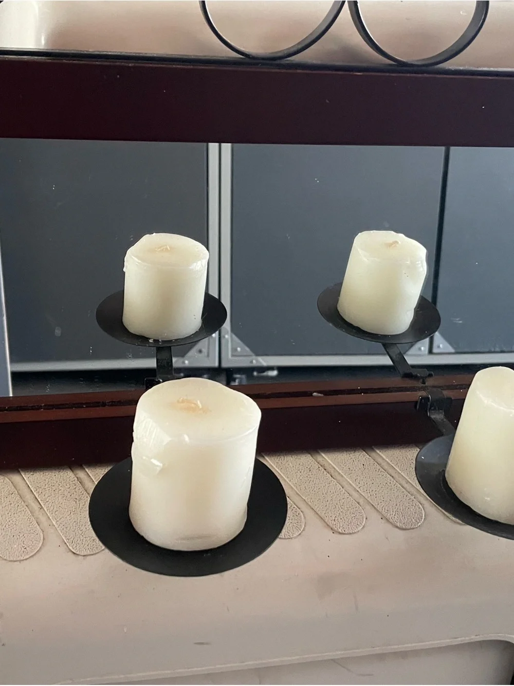 Wall Mirror Candle Sconce with Ivory Candles